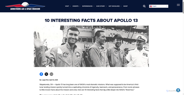 Security scan screenshot of https://www.armstrongmuseum.org/10-interesting-facts-about-apollo-13