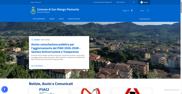 Security scan screenshot of https://www.comune.sanmangopiemonte.sa.it/