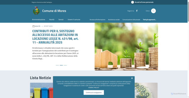Security scan screenshot of https://comune.mores.ss.it/