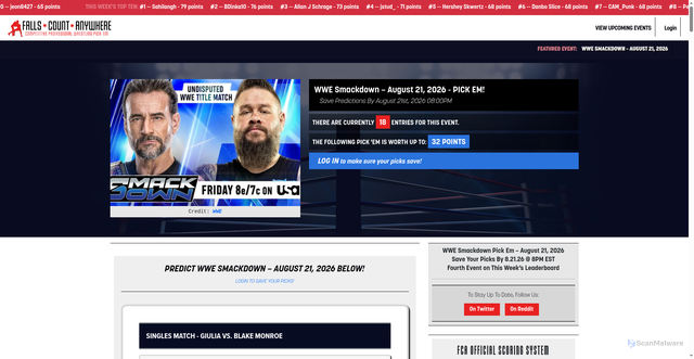 Security scan screenshot of fallscountanywhere.com
