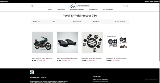 Security scan screenshot of https://accessoriezworld.com/collection/7IEnarGJ