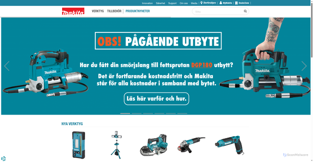 Security scan screenshot of https://makita.se