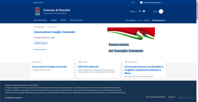 Security scan screenshot of https://www.comune.rosolini.sr.it/