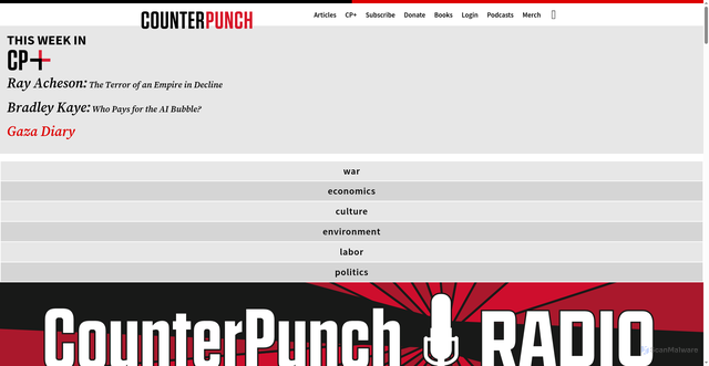 Security scan screenshot of https://www.counterpunch.com