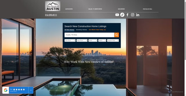 Security scan screenshot of https://www.newhomesofaustin.com/