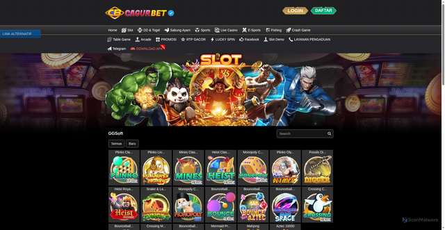 Security scan screenshot of https://cagurbetkyu.icu/desktop/game/slot/ggsoft