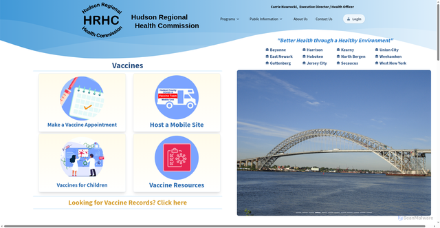 Security scan screenshot of https://hudsonregional.gov/