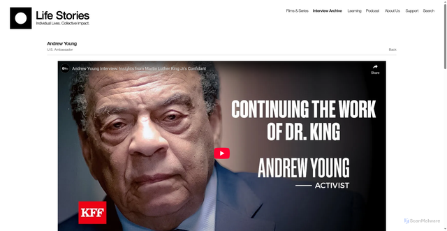 Security scan screenshot of https://www.lifestories.org/interviewees/andrew-young