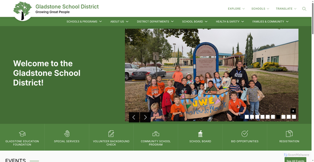 Security scan screenshot of https://gladstone.k12.or.us