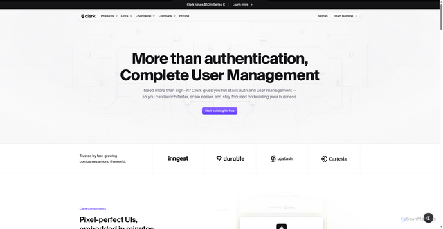 Security scan screenshot of https://clerk.com