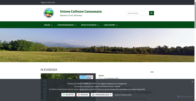 Security scan screenshot of https://www.unionecollinarecanavesana.it/it-it/home