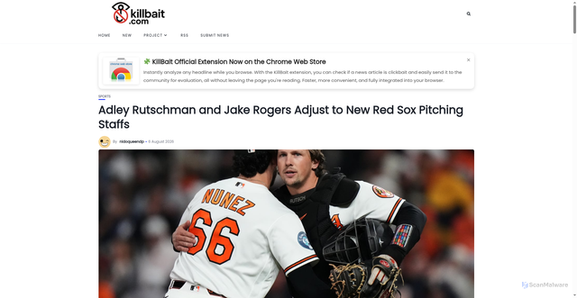 Security scan screenshot of https://killbait.com/en/adley-rutschman-and-jake-rogers-adjust-to-new-red-sox-pitching-staffs/