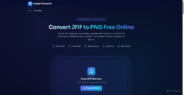 Security scan screenshot of https://imageconverter.online/jfif-to-png/