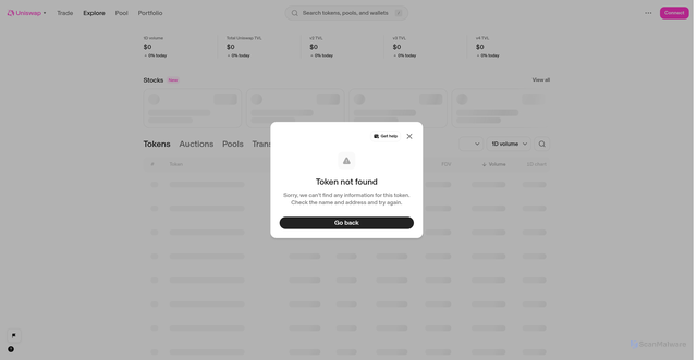 Security scan screenshot of https://web-web-embed-iframe-test-harness-uniswap.vercel.app/explore/tokens/base/0xcbB7C0000aB88B473b1f5aFd9ef808440eed33Bf?chain=multichain