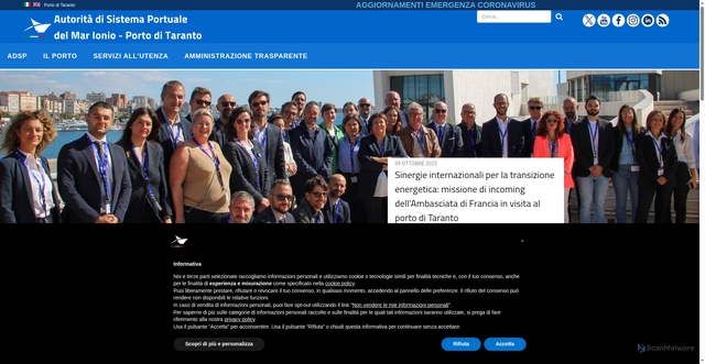 Security scan screenshot of https://www.port.taranto.it/index.php/it/