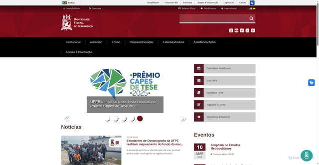 Security scan screenshot of https://www.ufpe.br