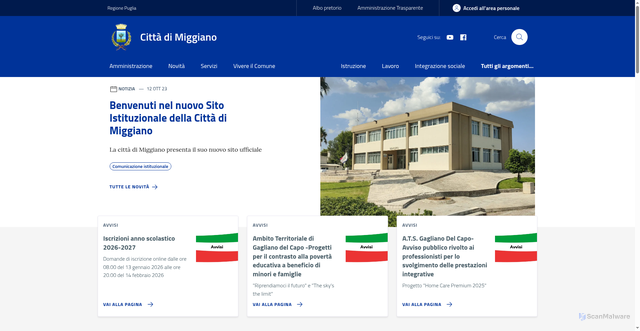 Security scan screenshot of https://www.comune.miggiano.le.it/