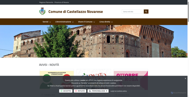 Security scan screenshot of https://www.comune.castellazzonovarese.no.it/it-it/home