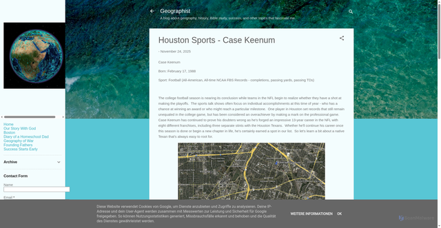 Security scan screenshot of https://www.geographist.com/2025/11/houston-sports-case-keenum.html