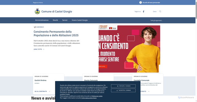 Security scan screenshot of https://www.comune.castelgiorgio.tr.it/