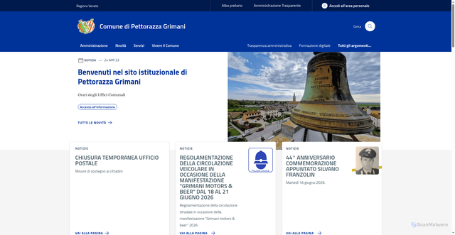 Security scan screenshot of https://www.comune.pettorazza.ro.it/