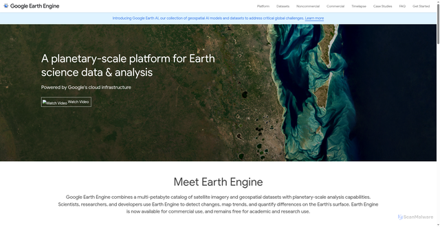 Security scan screenshot of https://earthengine.google.com
