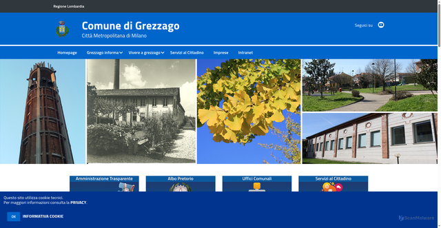 Security scan screenshot of https://www.comune.grezzago.mi.it/hh/index.php