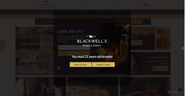 Security scan screenshot of https://www.blackwellswines.com