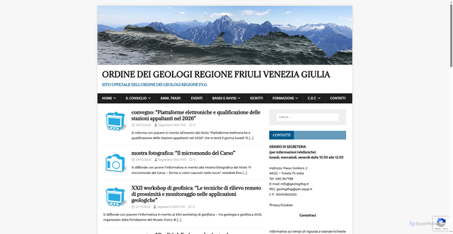 Security scan screenshot of https://www.geologifvg.it/