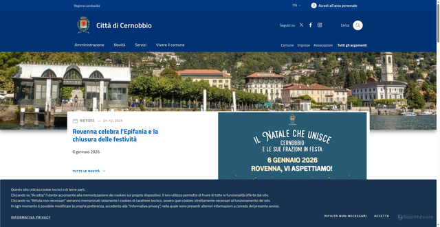 Security scan screenshot of https://www.comune.cernobbio.co.it/