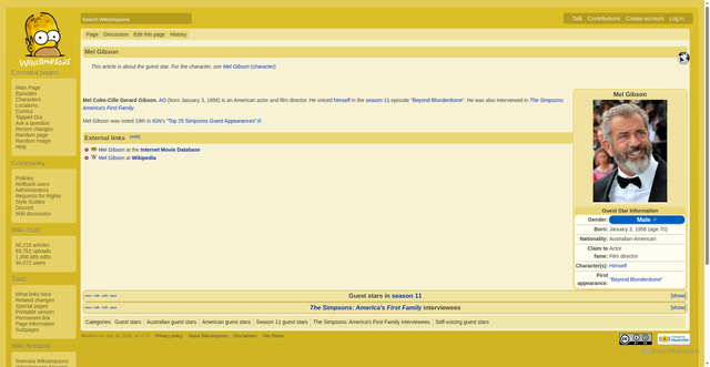 Security scan screenshot of https://simpsonswiki.com/wiki/Mel_Gibson