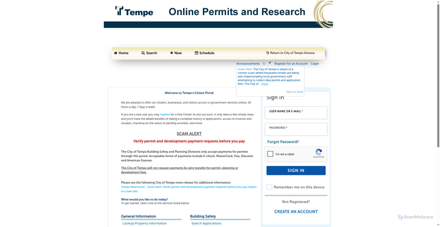 Security scan screenshot of https://epermits.tempe.gov