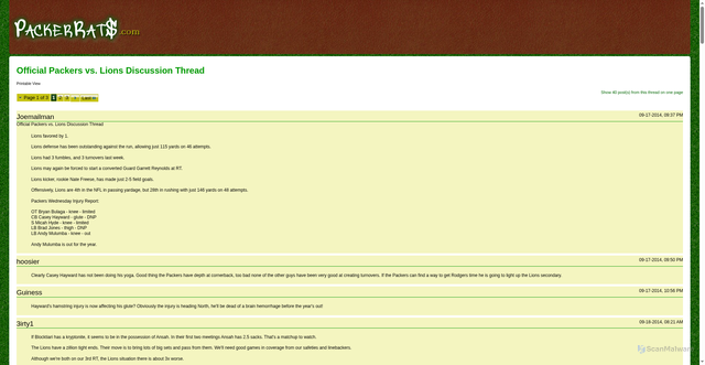 Security scan screenshot of https://packerrats.com/printthread.php?t=27120&pp=40