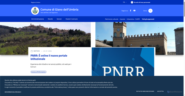 Security scan screenshot of https://www.comune.giano-dellumbria.pg.it/