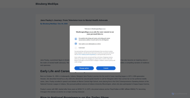 Security scan screenshot of https://bloubergmedispa.co.za/posts/jane-pauley-weight-loss