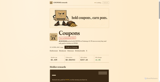 Security scan screenshot of https://couponsrewards.xyz/