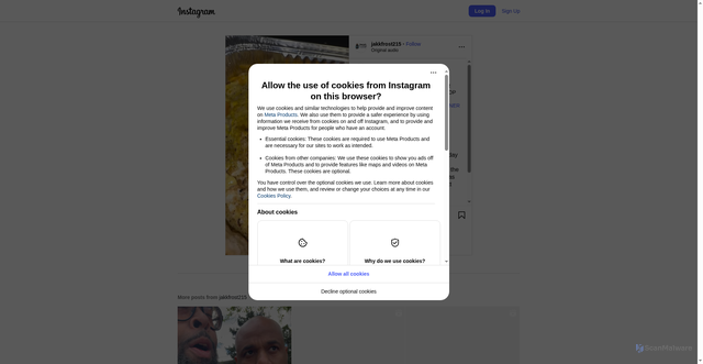 Security scan screenshot of https://www.instagram.com/reel/DPQIBHujaBU/