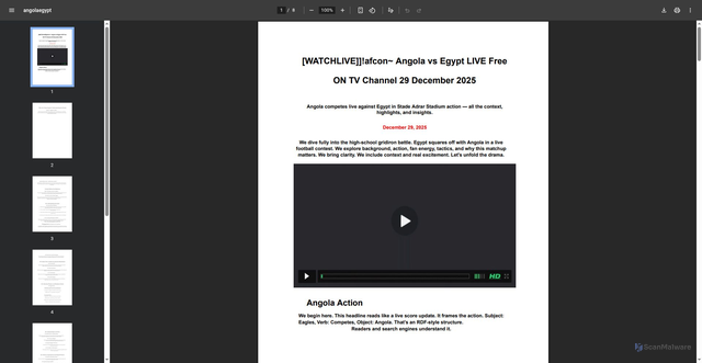 Security scan screenshot of https://fefp.us.es/sites/fefp/files/2025-12/angolaegypt.pdf