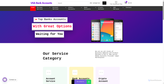 Security scan screenshot of http://usabankaccounts.com/