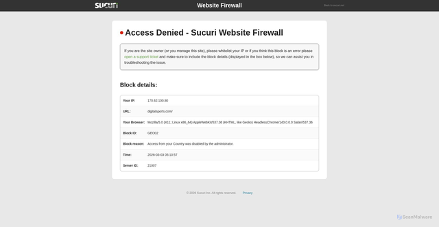 Security scan screenshot of https://digitalsports.com
