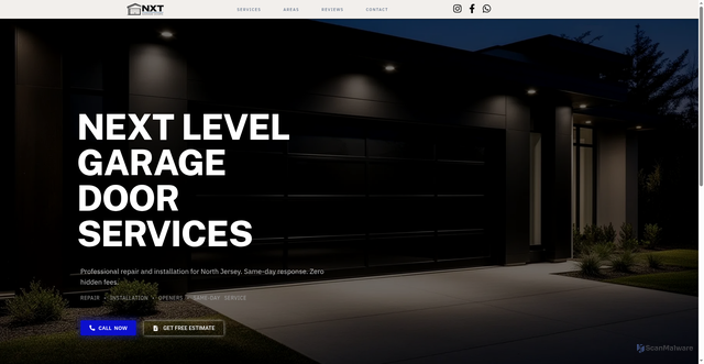 Security scan screenshot of http://nxtgaragedoors.com/