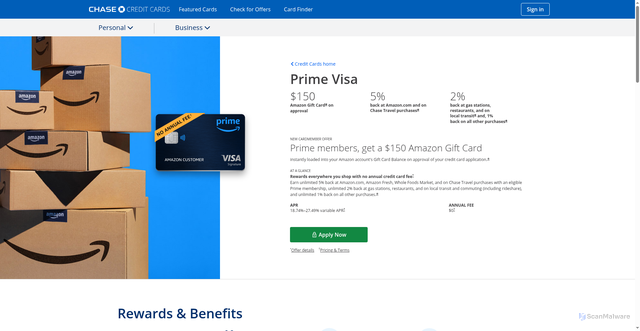 Security scan screenshot of https://creditcards.chase.com/cash-back-credit-cards/amazon-prime-rewards