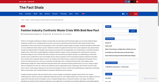 Security scan screenshot of https://thefactshala.com/fashion-industry-confronts-waste-crisis-with-bold-new-pact/