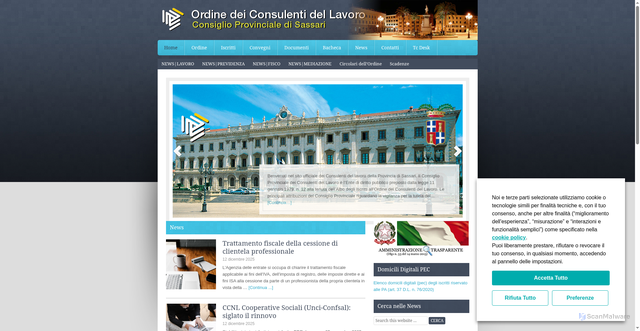 Security scan screenshot of https://www.consulentidellavorosassari.com/