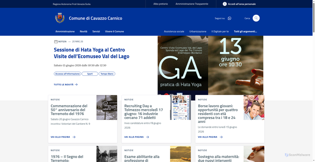 Security scan screenshot of https://www.comune.cavazzocarnico.ud.it