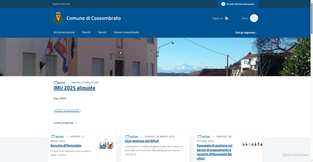 Security scan screenshot of https://www.comune.cossombrato.at.it/