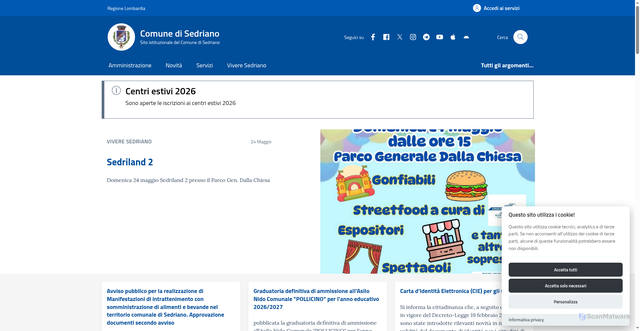 Security scan screenshot of https://www.comune.sedriano.mi.it