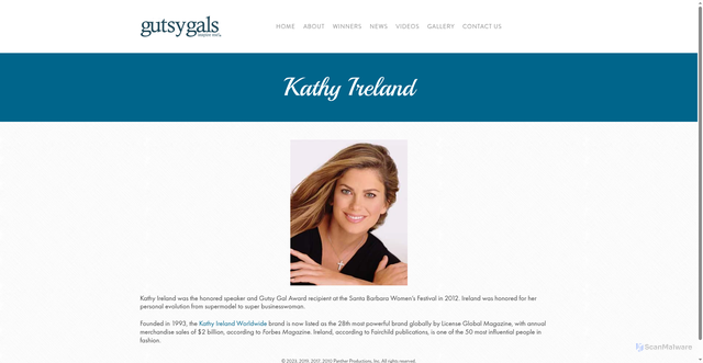 Security scan screenshot of http://www.gutsygalaward.com/kathy-ireland