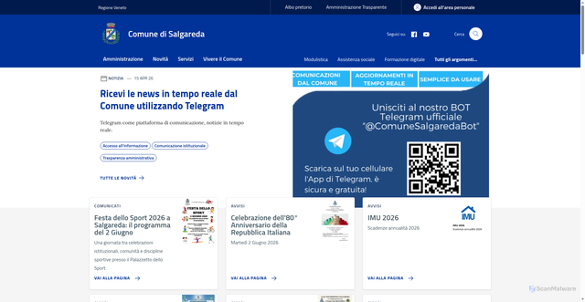 Security scan screenshot of https://www.comune.salgareda.tv.it