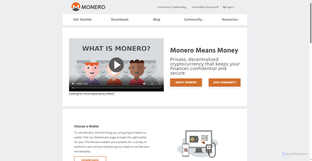 Security scan screenshot of https://www.getmonero.org/